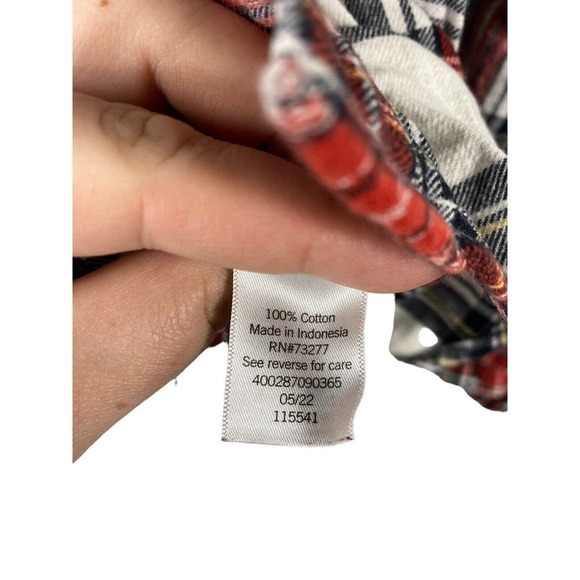 Sonoma Flannel Shirt XL Button Down Plaid Tartan Check White Red Black Mens - Picture 8 of 8